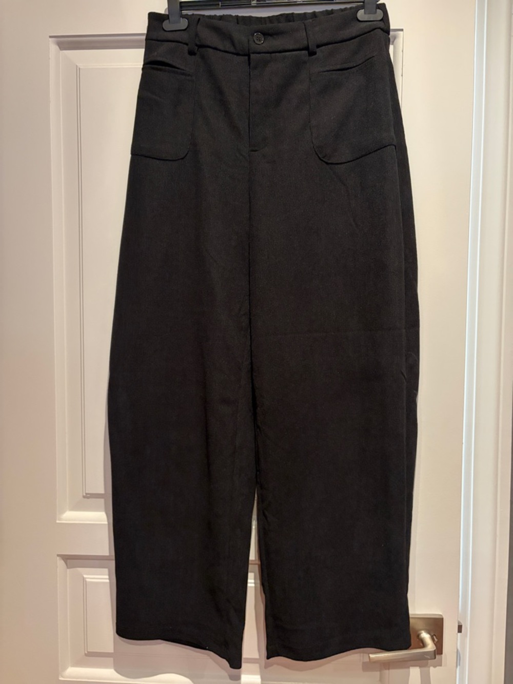 High-Waist Wide Leg Black Corduroy Pants